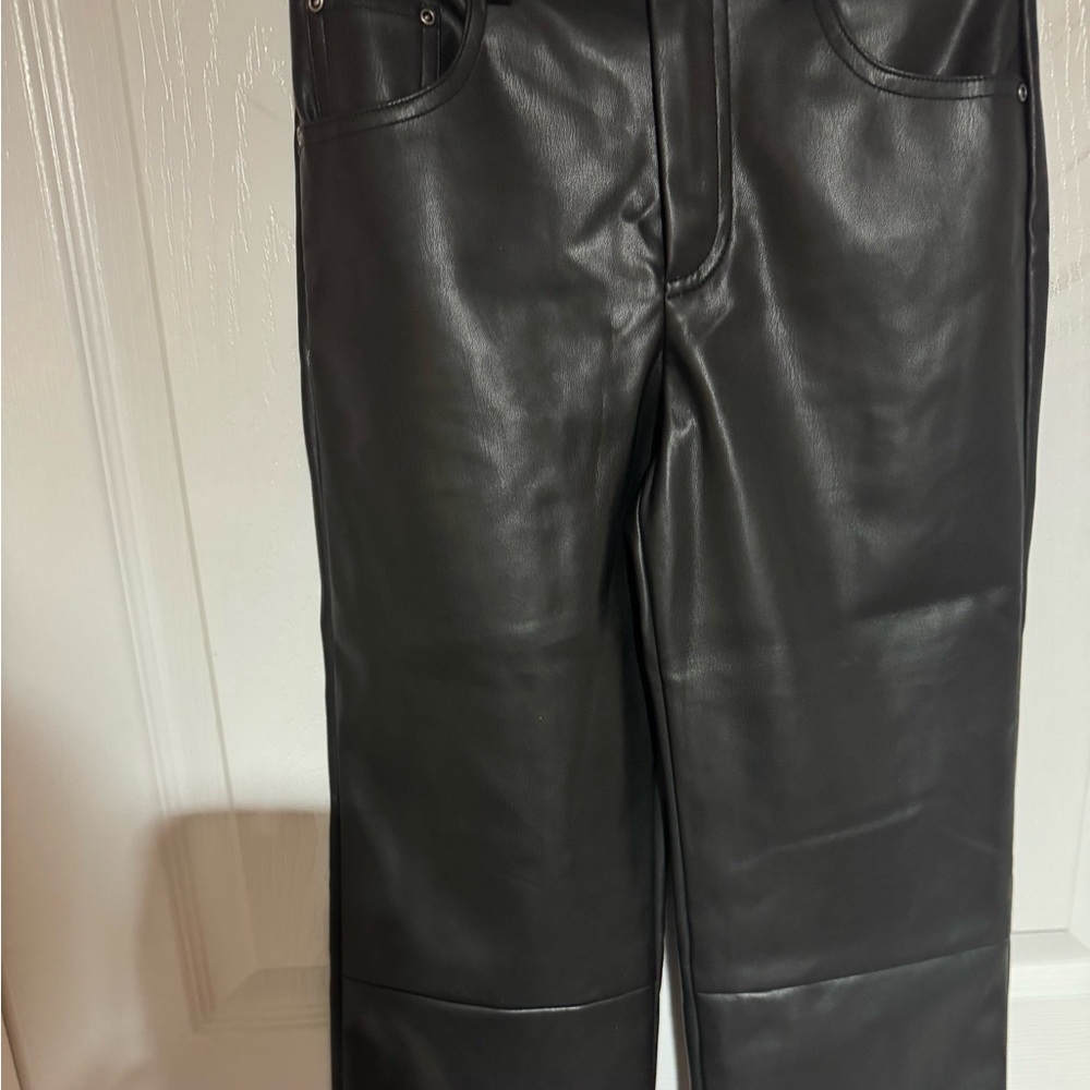 Black Leather pants for girl, so soft and comfortable.
